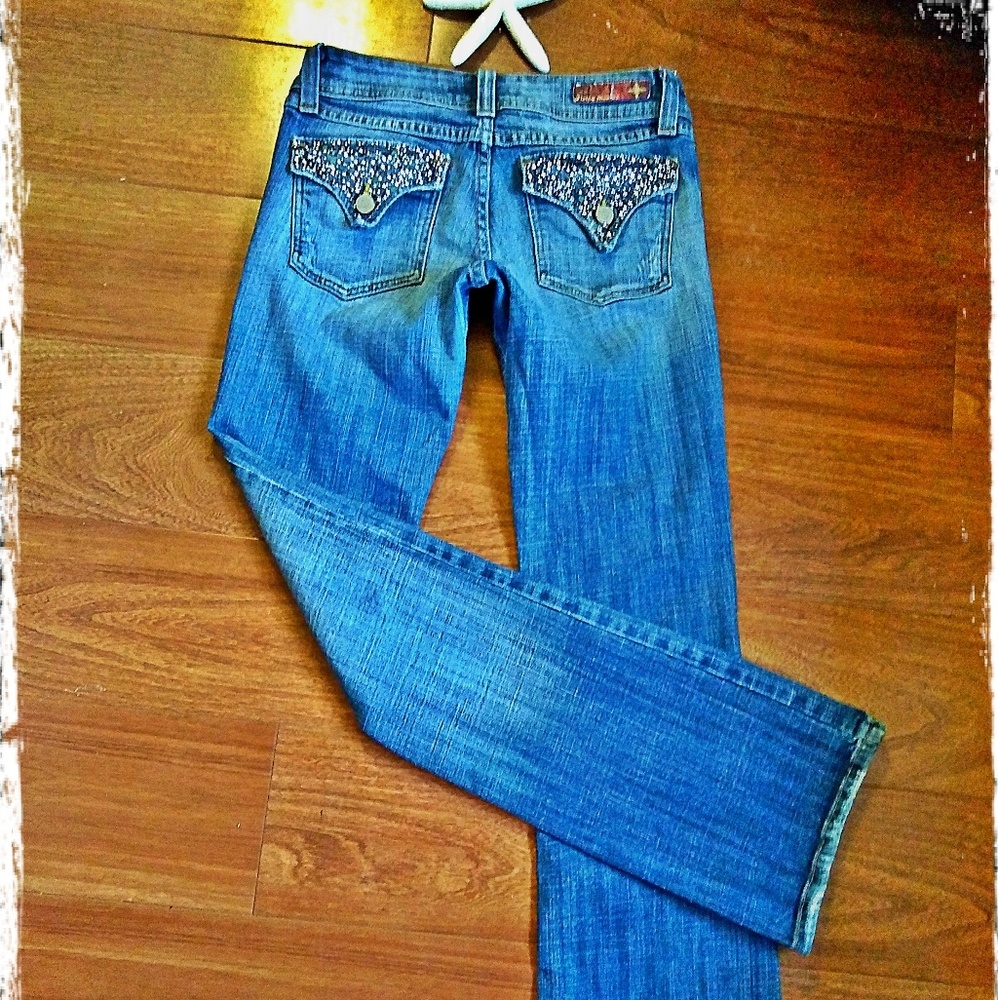 *SOLD*FLYING MONKEY EMBELLISHED FLAP POCKET JEANS - Picture 4 of 7